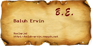 Baluh Ervin névjegykártya